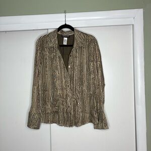 Jones New York Brown Patterned Silk Blouse Size 14W